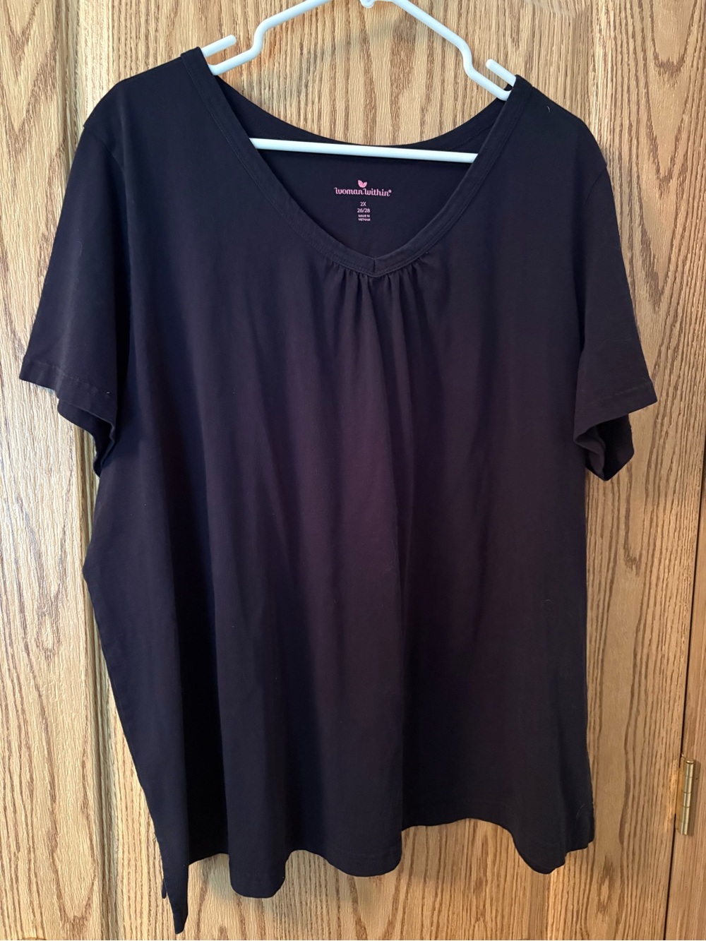 Woman Within Black V-Neck Short Sleeve Tee - Classic Comfort